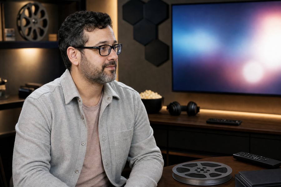 Vini Rebel em ambiente de cinema e streaming, usado como capa da matéria sobre Paramount, Warner e streaming